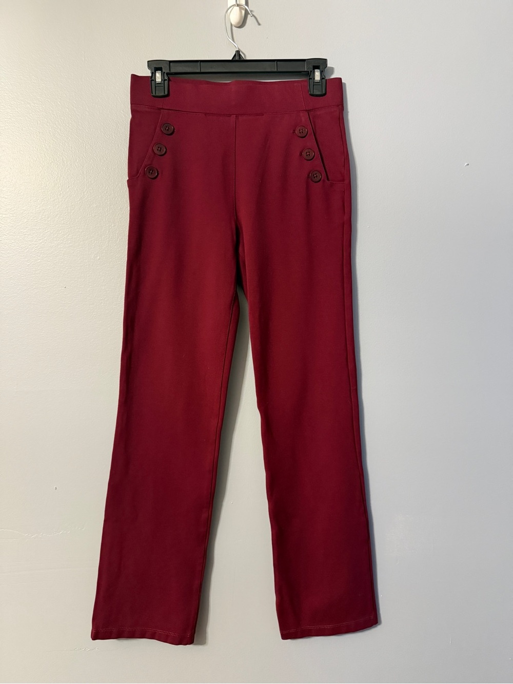 Betabrand Dress Pant Yoga Pants Wide-leg Sailor pants in Burgundy Size S petite